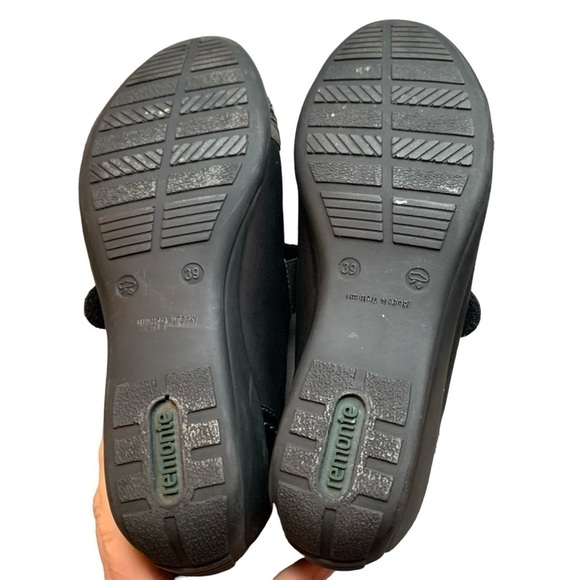 Remonte Black Leather Patent Silver Velcro Strap Metallic Shoes EU 39 / US 8-8.5 - Picture 6 of 10